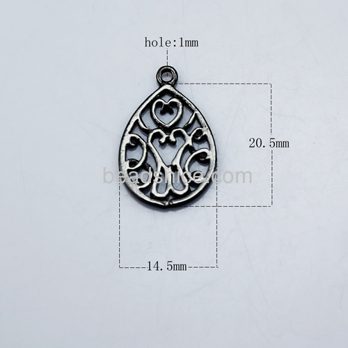 Brass Filigree Pendant,Hole:about 1mm,20.5x14.5mm,Lead-Safe ,Nickel-Free,