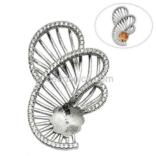 925 sterling silver pendant setting for woman necklace making micro pave 34x21mm pin size 2.5x0.5mm