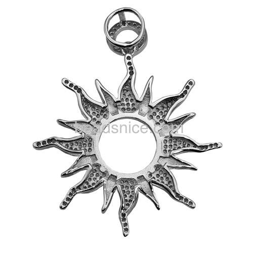 Pendant setting sterling silver for necklace making micro pave with sunshine-shaped 48X38.5mm pin siz