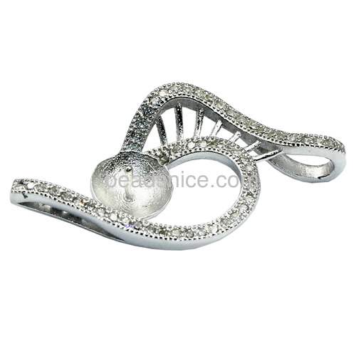 New charming 925 sterling silver pendant setting for woman necklace making micro pave 30x17mm pin size 4x0.5mm