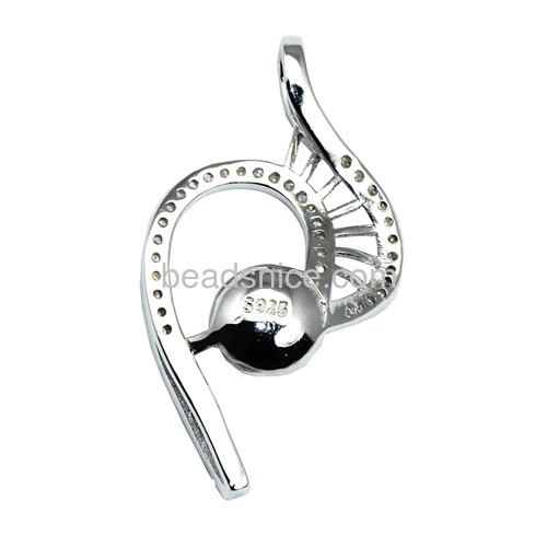 New charming 925 sterling silver pendant setting for woman necklace making micro pave 30x17mm pin size 4x0.5mm