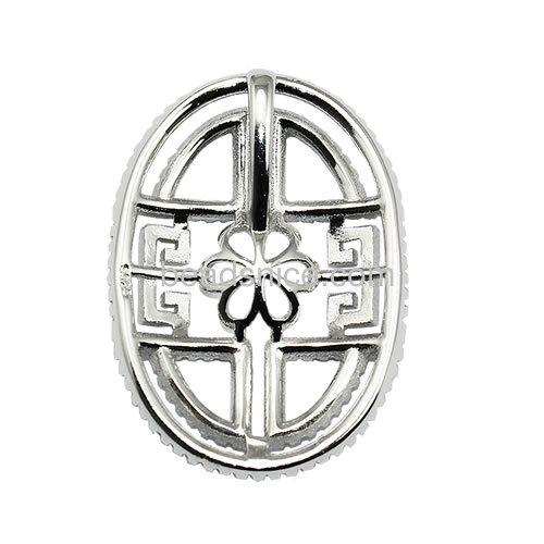 New 925 sterling silver pendant setting for jewelry necklace making micro pave 31x22mm pin size2.5x0.5mm flat round