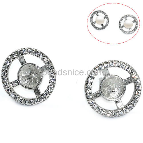 New charming earrings stud setting 925 sterling siver for woman jewelry making micro pave