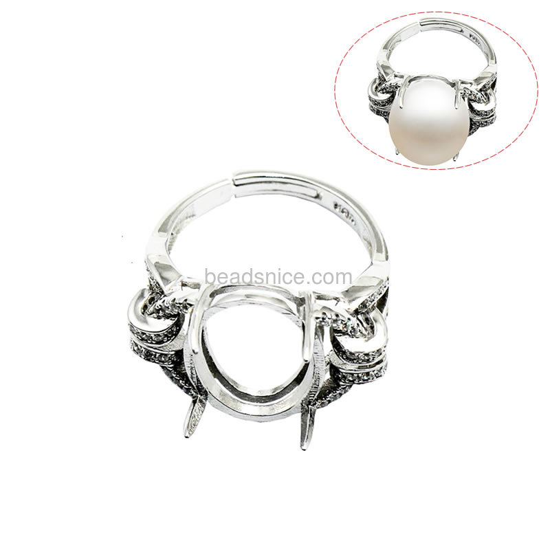 Fancy 925 silver rings setting wedding rings jewelry for women adjustable US ring size 7 to 9