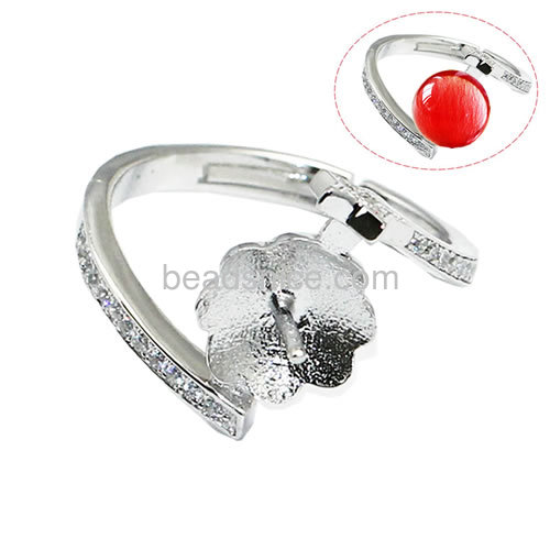 Unique 925 silver china rings without stones ring setting adjustable US ring size 7 to 9