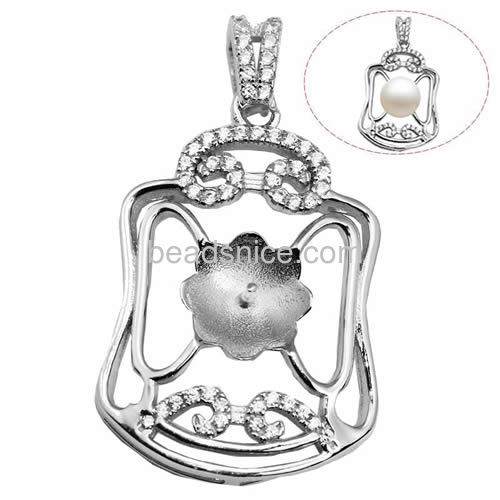 925 silver pearl pendant mounting and setting 32.5X19mm pin size 0.5X4mm bail 7.5X3.5mm