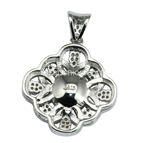 925 sterling silver jewelry pendant setting flower 30.5X22.2mm pin size 0.8X4mm
