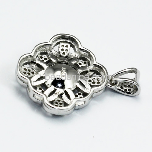 925 sterling silver jewelry pendant setting flower 30.5X22.2mm pin size 0.8X4mm