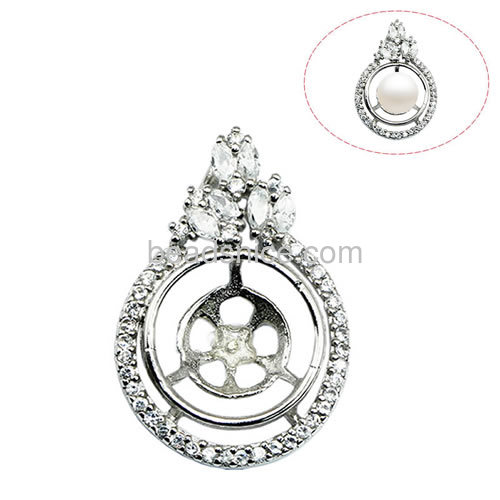 Pendant  setting 925 sterling silver settings for diy necklace jewelry round 29.8x20.8mm