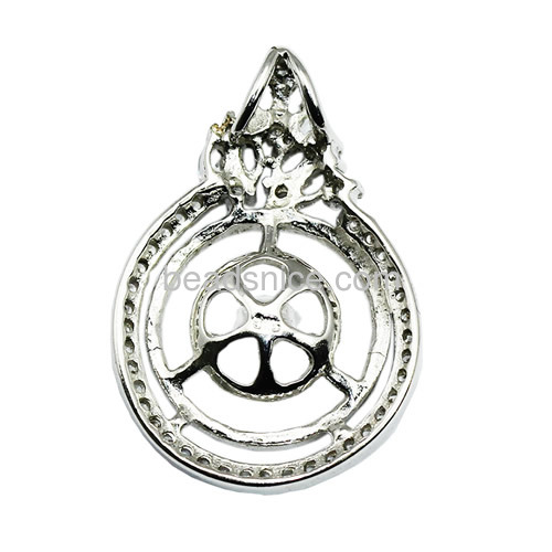 Pendant  setting 925 sterling silver settings for diy necklace jewelry round 29.8x20.8mm
