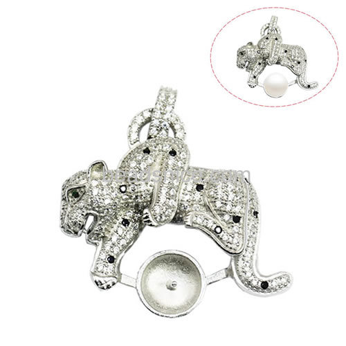 Pendant setting 925 sterling silver micro pave for woman necklace making  round 29.5x27mm pin 3x0.5mm