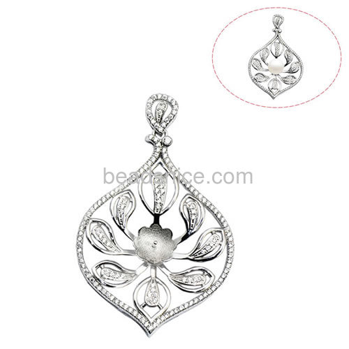 925 sterling silver micro pave jewelry pendant setting for woman diy necklace round 52x33mm pin 3x0.8mm