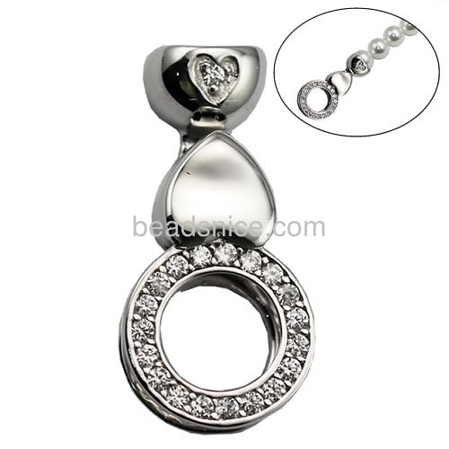 925 sterling silver pendant clasps for pearl necklaces making jewelry findings micro pave donut-shaped