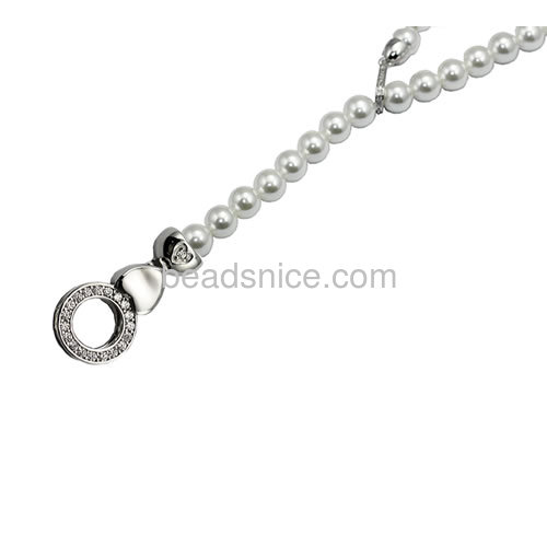 925 sterling silver pendant clasps for pearl necklaces making jewelry findings micro pave donut-shaped