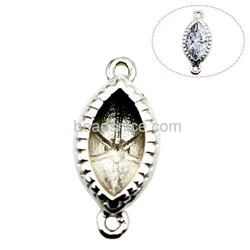 Sterling silver pendant connector setting horse eye fit 9.5x9.5x3mm Austria crystal 4228