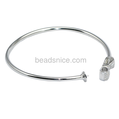 925 solid silver wholesale bangle bracelet setting 6.74 inch pin size 3x0.5mm