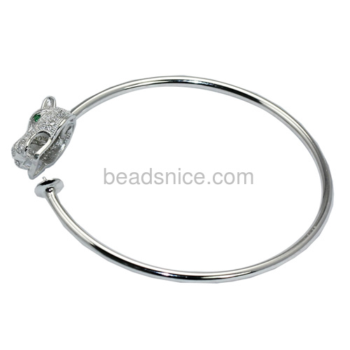 925 solid silver bangle base for half-drill beads pearl making 6.8 inch pin size 3x0.5mm