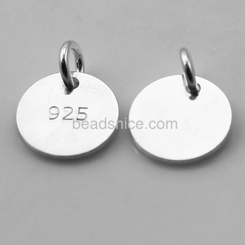 925 sterling silver charm  round disc tags silver jewels  sequins name plate jewelry making supplies nice for make yourself  ini