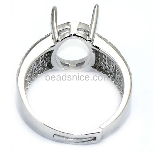 925 Sterling silver ring setting semi mount oval adjustable US ring size 7 to 9