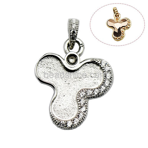 Pendant setting sterling silver micro pave with zircon unique pendant designs for girls fit 13x13mm Austria crystal 2708