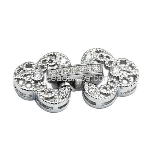 Jewelry clasps 925 sterling silver fold over clasp micro pave cz