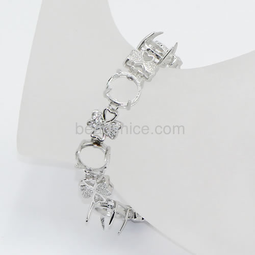 Sterling silver chain bracelet setting micro pave zircon new design 6.1inch pin size 4.9x1mm
