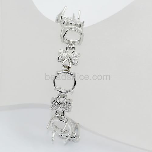 Sterling silver chain bracelet setting micro pave zircon new design 6.1inch pin size 4.9x1mm