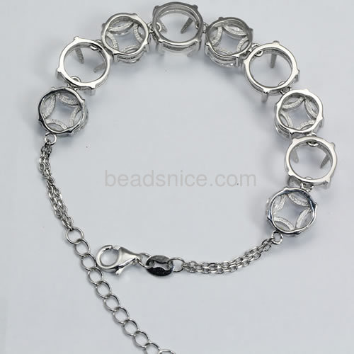 Sterling silver chain bracelet setting micro pave with zircon 6.02inch pin size 4.1x1mm