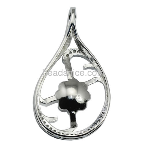 New necklace pendant setting sterling silver 925 for woman jewelry making drops-shaped 33x19mm pin size 4x0.5mm