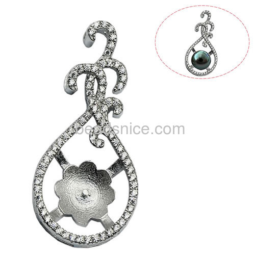 925 sterling silver micro pave necklace pendants base jewelry accessories 32.5x16mm pin size 1.5x0.5mm