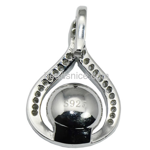 Sterling silver 925 jewelry pendant setting for woman necklace making micro pave  20.5x14.5mm pin size 2.5x0.5mm