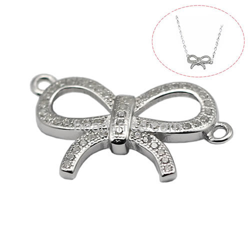925 sterling silver bow connector charms micro pave jewelry rhinestone connector