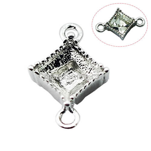 925 sterling silver jewellery charm connector setting for women jewelry making fit 5x5x2mm Austria crystal 4428