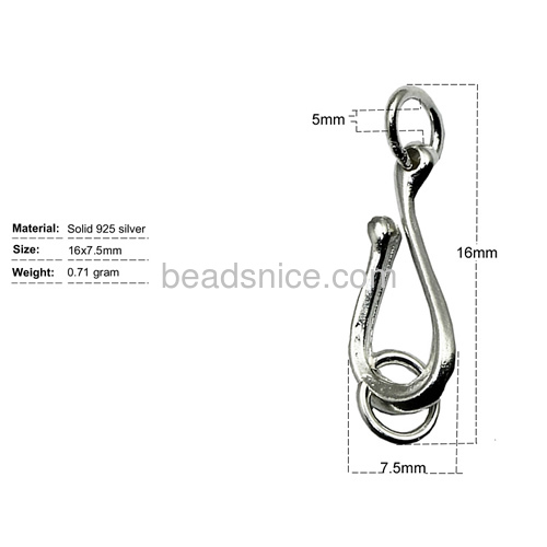 925 sterling silver hook and eye clasp jewelry parts neckalce fittings