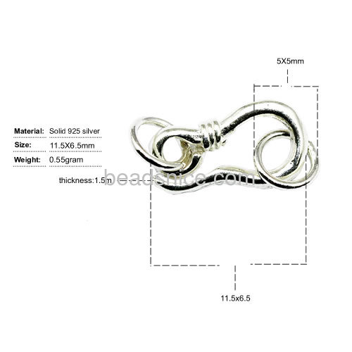 925 sterling silver hook and eye clasp cheap wholesale fashion jewelry curved for jewelry making