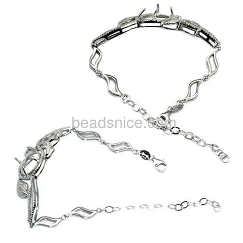 Sterling silver chain bracelet setting  micro pave with zircon for jewelry making