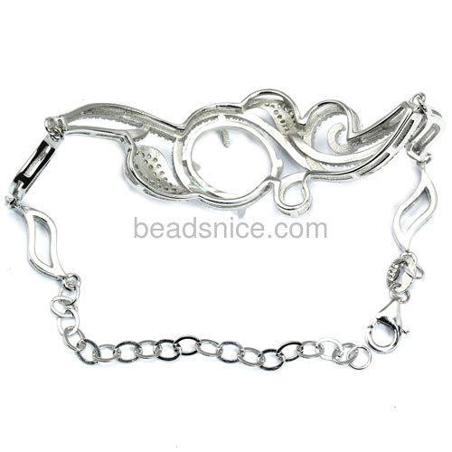 Sterling silver chain bracelet setting  micro pave with zircon for jewelry making