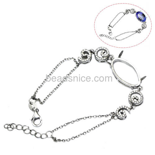 Sterling silver chain bracelet setting micro pave with zircon