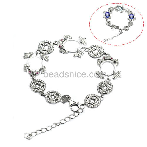 Sterling silver chain bracelet setting micro pave with zircon for jewelry making