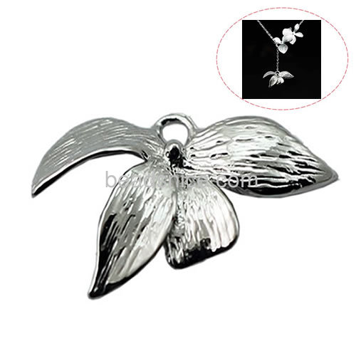 Flower connector orchid  charm  solid sterling silver findings diy materials for jewelry