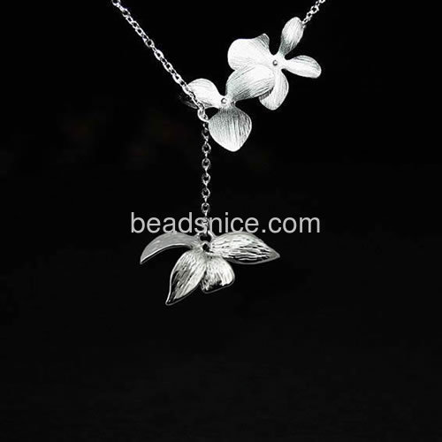 Flower connector orchid  charm  solid sterling silver findings diy materials for jewelry