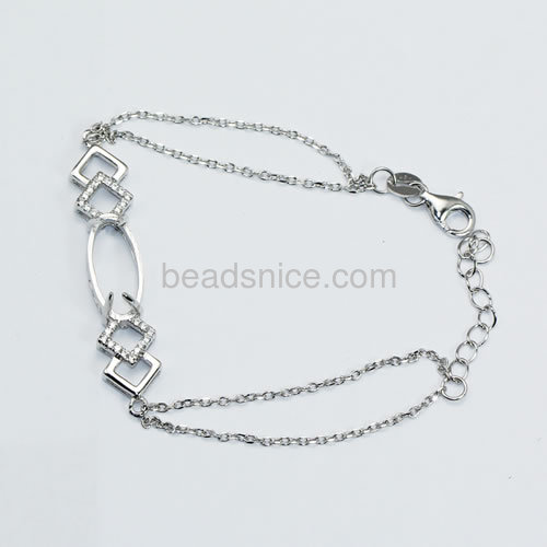 Sterling silver micro pave zircon chain bracelet setting