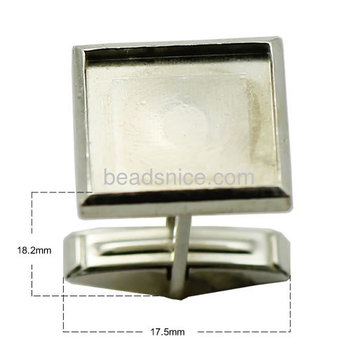 925 silver mens wholesale cufflink findings 18x18mm thickness  2.5mm