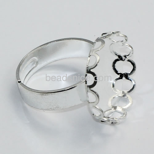 Wholesale ring base blank setting brass adjustable fancy prong edged