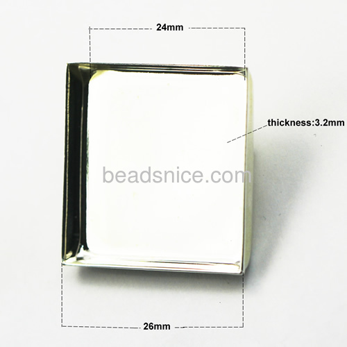 Brooch pin fashion blanks base settings safety wholesale jewelry making supplies pure silver square shape DIY
