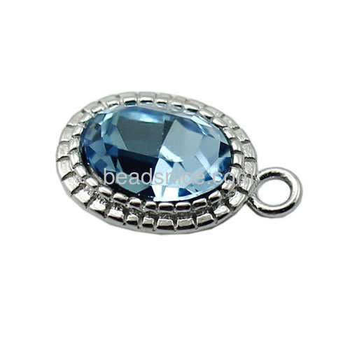 Charming jewelry silver pendants 925 silver chains for woman necklace micro pave fit 8x6x3mm Austria crystal 4128 oval-shaped