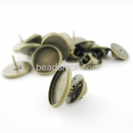 Brass Earrings Posts with settings, lead-safe,