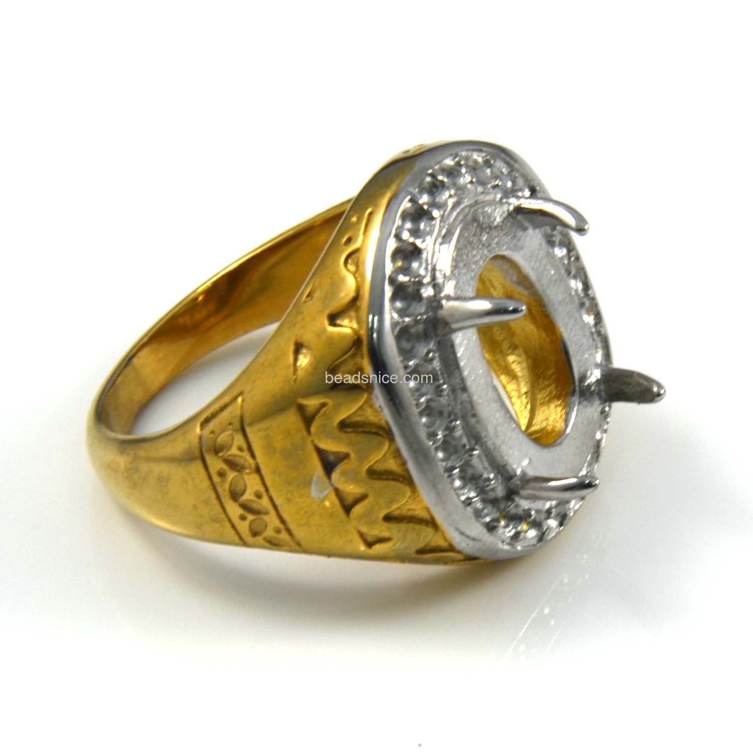 Indonesian section of stainless steel casting jewelry gold ring care empty stone inlay empty mold Mens Rings