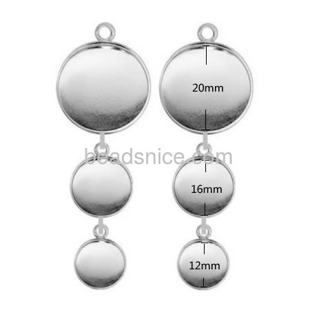 Brass Cabochon Round Pendant Setting,fits mm round,Hole:about 2.5mm,Lead-Safe,Nickel-Free,rack plating,