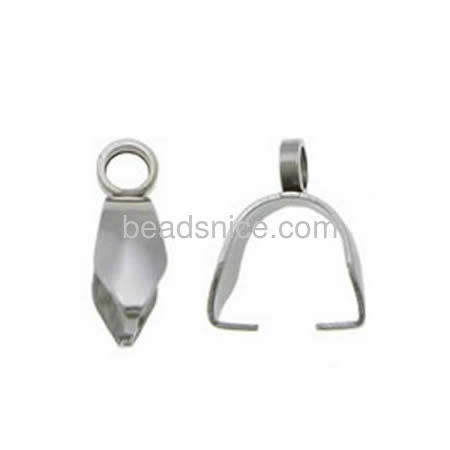 Stainless steel pinch bail pendant findings for making jewelry